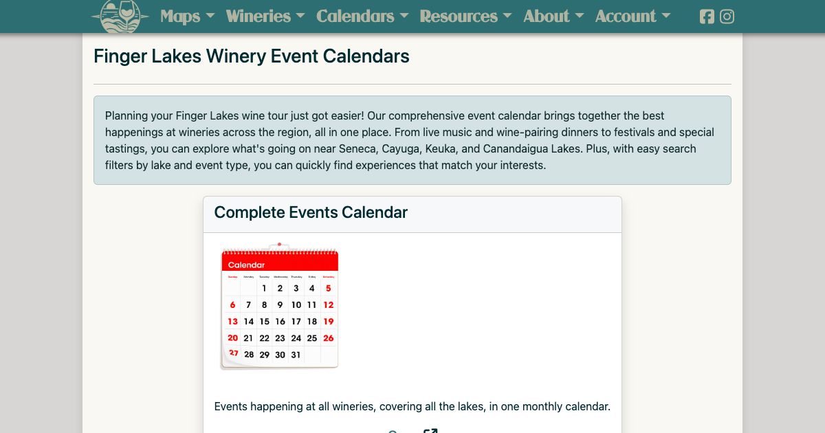 Finger Lakes Winery Events Calendar
